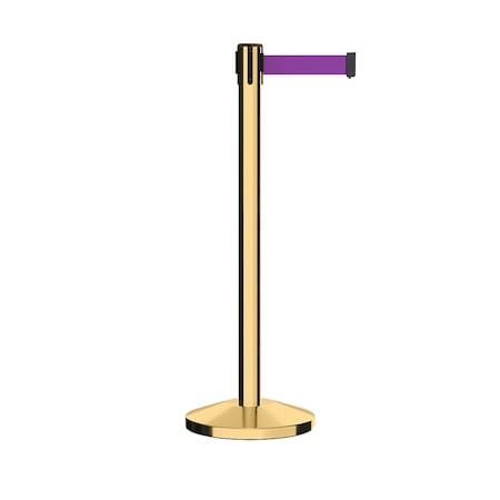 Montour Line Stanchion Belt Barrier Pol.Brass Post 13ft. Purple Belt ES400-PB-PE-130